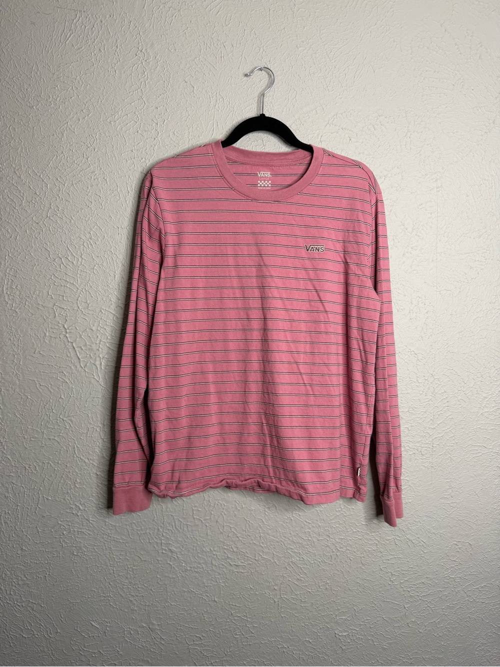 Vans Pink Thin-Striped Long Sleeve Crew Tee
